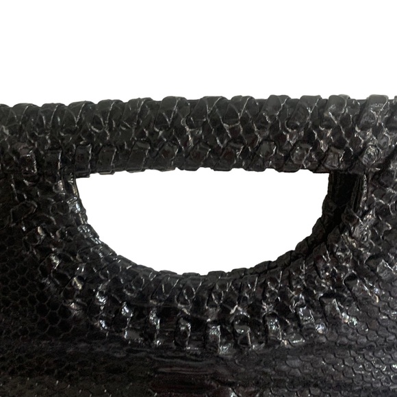 Big Buddha Black Snakeskin Clutch Crossbody Bag with Silver Chain - Picture 3 of 10